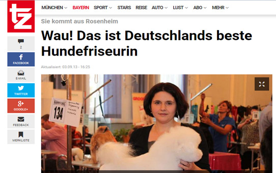 Deutschlands beste Hundefriseurin (TZ, 3.9.2013)